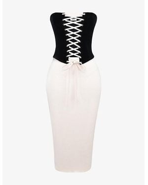 House Of Cb Jaina Strapless Corseted Stretch-Woven Midi Dress - White