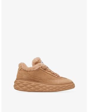 Jimmy Choo Diamond Maxi Retro Shearling And Suede Sneakers - Brown