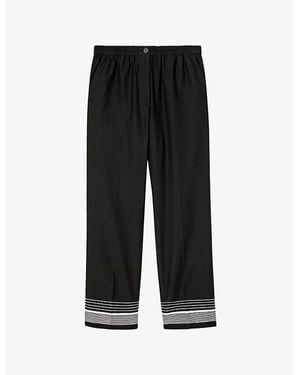 JOSEPH Tottenham Jacquard-Stripe Straight-Leg Cotton And Silk-Blend Trousers - Black