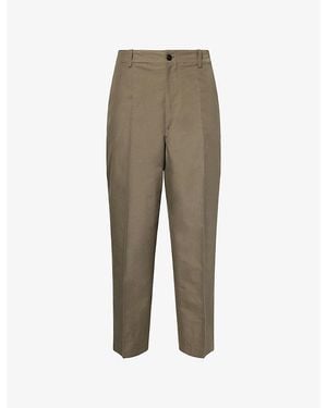 Bottega Veneta Pressed-Pleat Wide-Leg Cotton Trousers - Natural