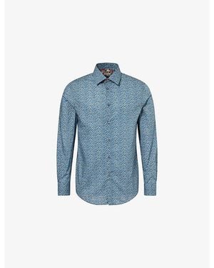 Paul Smith Printed Long-Sleeve Cotton Shirt - Blue