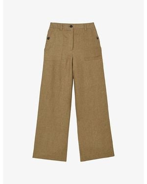 Reiss Ashby Wide-Leg Linen Trousers - Natural