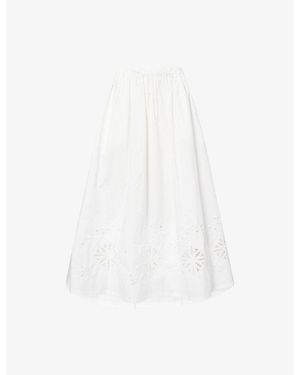 Jenni Kayne Lauren Embroidered Cotton Midi Skirt - White