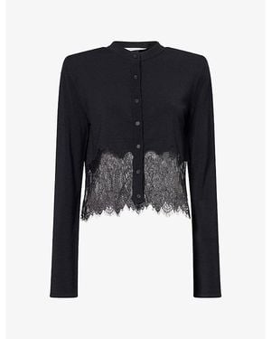 Camilla & Marc Cayana Lace-Trim Woven Cardigan - Black