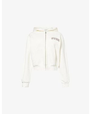 The Couture Club Ctre Logo-Embroidered Cotton Hoody - White