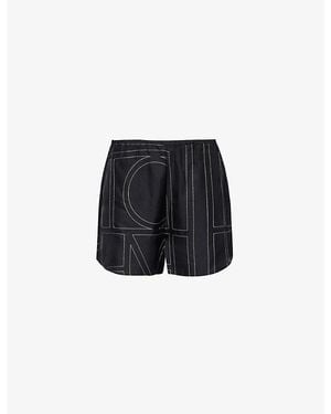 TOTEME Wide-Leg High-Rise Silk-Twill Shorts - Black