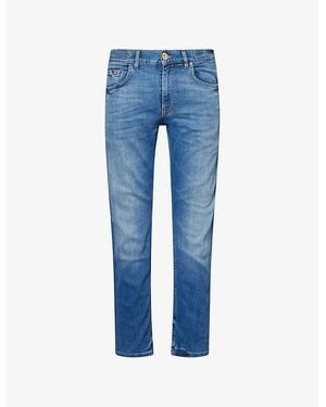 Eleventy Slim-Fit Tapered-Leg Stretch-Denim Blend Jeans - Blue
