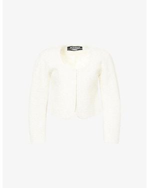 Jacquemus La Veste Cropped Woven Cardigan - White