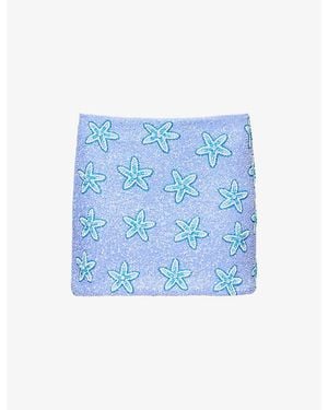 Oceanus Mia's Marina Beaded Mini Skirt - Blue