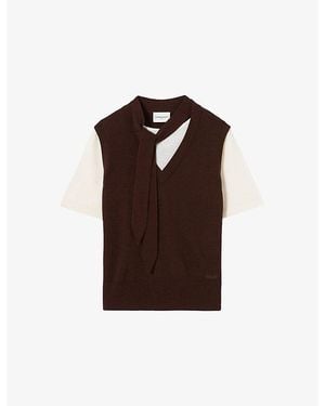 Claudie Pierlot Layered Short-Sleeved Wool-Blend Jumper - Brown
