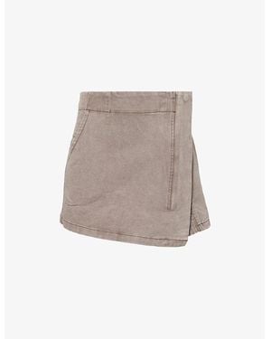 Heresy Rust Wrap-Front Denim Mini Skirt - Grey