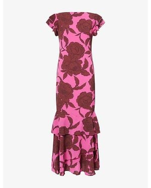 Pretty Lavish Ester Ruffled Crepe Maxi Dress - Purple