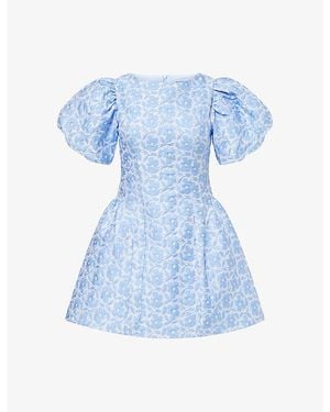 Sister Jane Bilberry Jacquard Woven Mini Dress - Blue