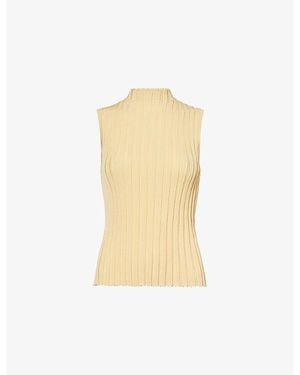 Weekend by Maxmara High-Neck Panel-Rib Stretch-Knit Top - Natural