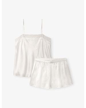 The White Company Lace-Trim Square-Neck Silk Pyjama Set - White