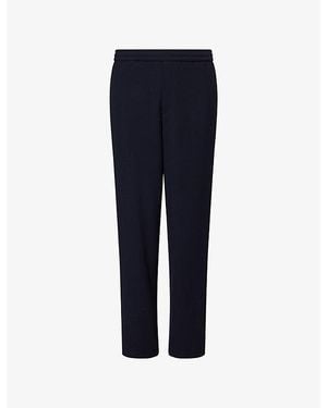 Giorgio Armani Elasticated-Waistband Pinstripe Wool-Trousers - Blue