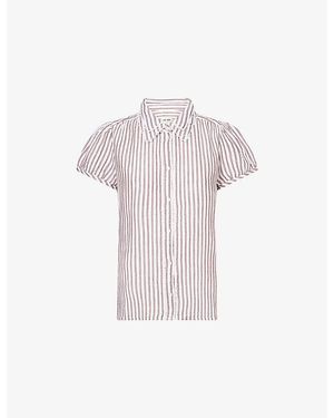 ME+EM Stripe Cap-Sleeve Cotton Blouse - Multicolour