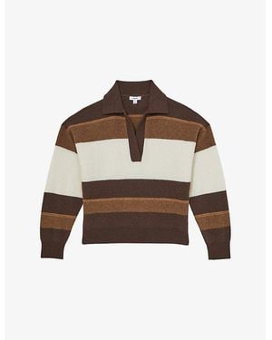 Reiss Simmy Striped Wool And Cashmere Jumper - Brown