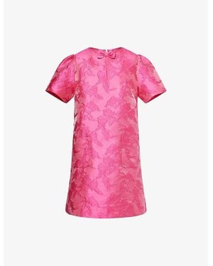 Sister Jane Foxglove Bow-Embellishment Jacquard Mini Dress - Pink
