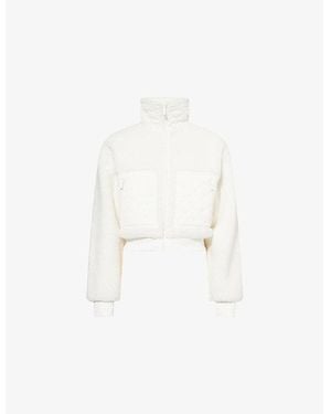 Alo Yoga Edge Bomber Boxy-Fit Faux-Sherpa Jacket - White