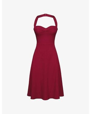 House Of Cb Carolla Halterneck Woven Midi Dress - Red