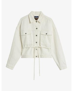 Soeur Belted Denim Jacket - White