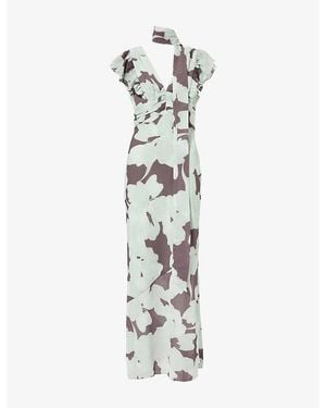 Pretty Lavish Andi Ruffle Crepe Maxi Dress - Metallic
