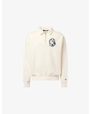 BBCICECREAM Arch Logo Washed Quarter-Zip Cotton-Jersey Sweatshirt - White