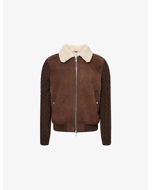 Eleventy Nunbuck Shearling Wool-Cashmere Blend Jacket - Brown