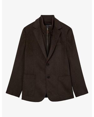 Reiss Gilet Insert Single-Breasted Woven Blazer - Black