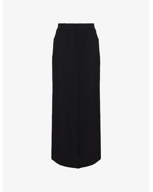Frankie Shop Malvo Long Woven Pencil Skirt - Black