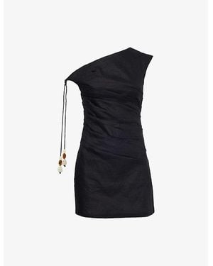 Shona Joy Kasbah Draped Woven Mini Dress - Black