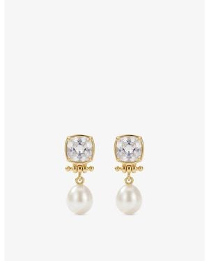 La Maison Du Couturier With Love Darling Aurora 14Ct-Plated 925 Sterling- Cubic Zirconia And Pearl Earrings - White