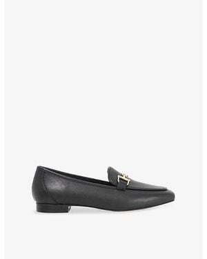 Dune Grained Flat Leather Loafers - Black