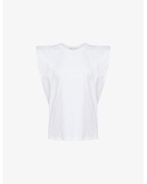 Frankie Shop Eva Padded-Shoulder Cotton-Jersey Muscle T-Shirt - White