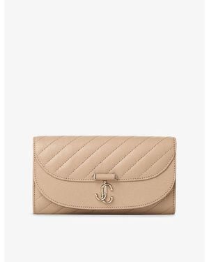 Jimmy Choo Curve Leather Wallet-On-Chain - Natural