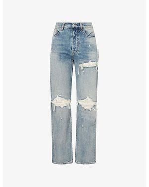 Amiri Distressed Straight-Leg Denim Jeans - Blue