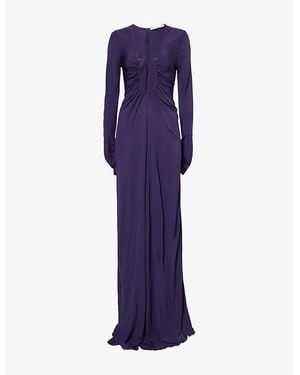 Christopher Esber Arced Palm Woven Maxi Dress - Purple