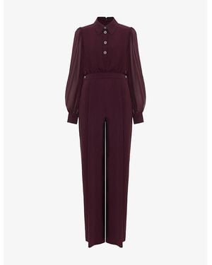 Phase Eight Petite Emily Wide-Leg Woven Jumpsuit - Purple