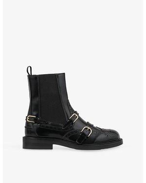 Sandro Buckle-Embellished Leather Chelsea Boots - Black