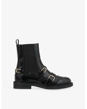 Sandro Buckle-Embellished Leather Chelsea Boots - Black