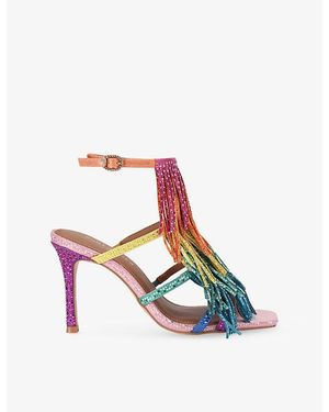 Kurt Geiger Fringe Woven Heeled Sandals - Pink