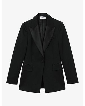 Reiss Dakota Single-Breasted Wool-Blend Tuxedo Blazer - Black