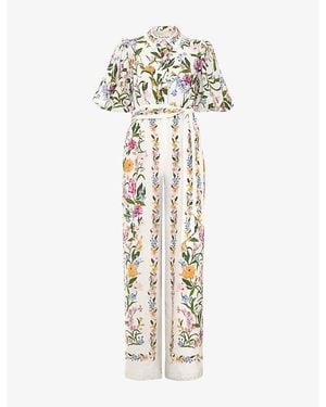 Phase Eight Camilla Floral-Print Woven Jumpsuit - Metallic
