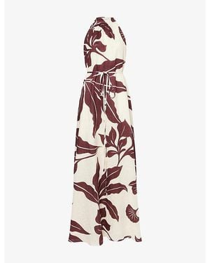 Second Summer Juntos Printed Halterneck Linen Maxi Dress - Pink
