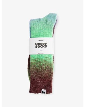 Happy Socks Gradient Crew-Length Knitted Socks - Green