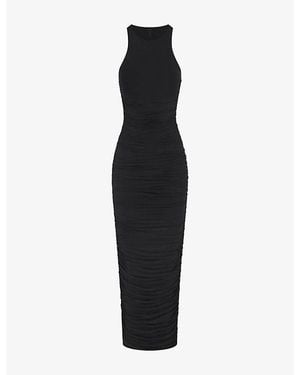 Skims Ruched Sleeveless Jersey Maxi Dress - Black