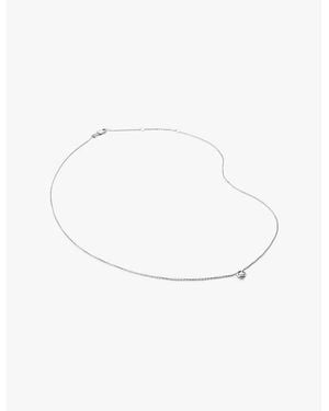 Monica Vinader Solitaire Sterling- And 0.06Ct Lab-Grown Diamond Necklace - White