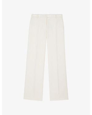 The Kooples Wide-Leg Lace-Trim Woven Pants - White