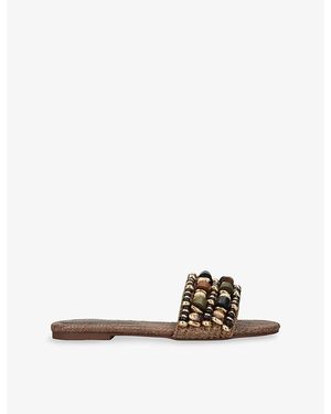 Steve Madden Marika B Embellished Woven Sandals - Brown